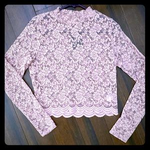 Long sleeve lace crop top